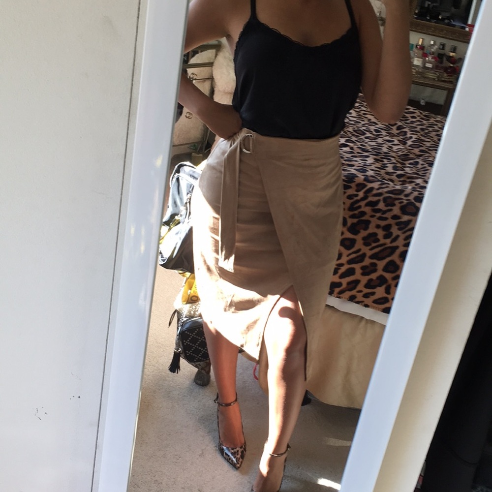 Suede wrap skirt